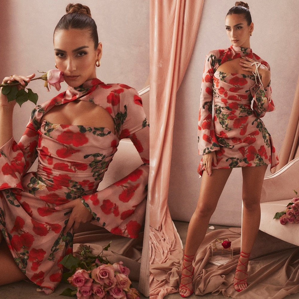 House of CB toira rose print corset dress - Picture 3 of 11